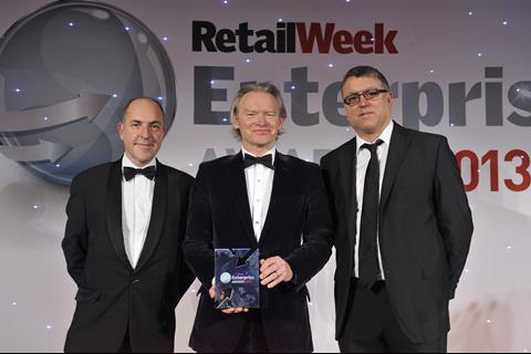 Hotel Chocolat co-founder Angus Thirlwell collects the Retail Leader of the Year Award